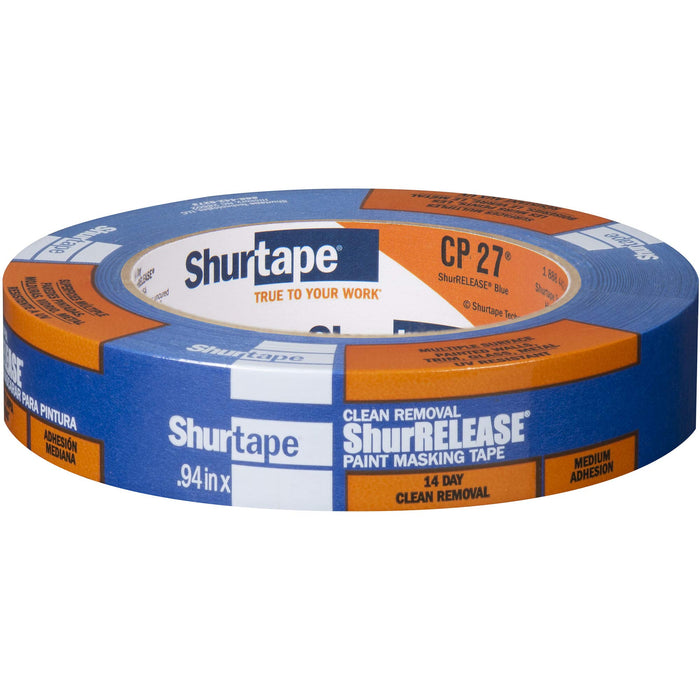 Shurtape 202872 CP27 Shurrelease 14-Day Blue Painter's Tape, 1" x 180', Blue