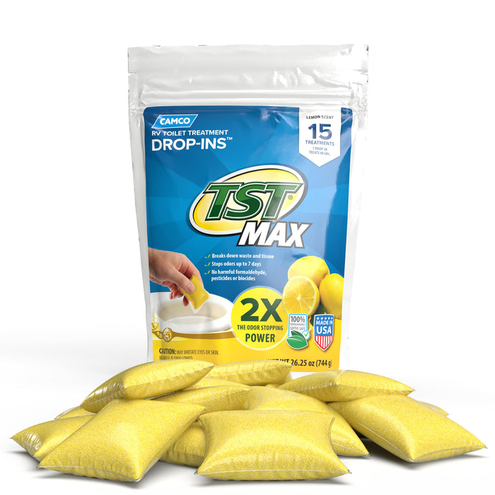 Camco 41570 Max Toilet Treatment Drop-Ins, 15 Pack, Lemon