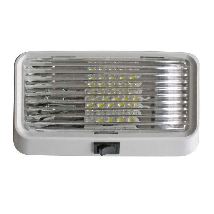 Valterra DG71253VP Incandescent Surface Mount Porchlight w/Switch, Rectangular, White w/Clear Lens