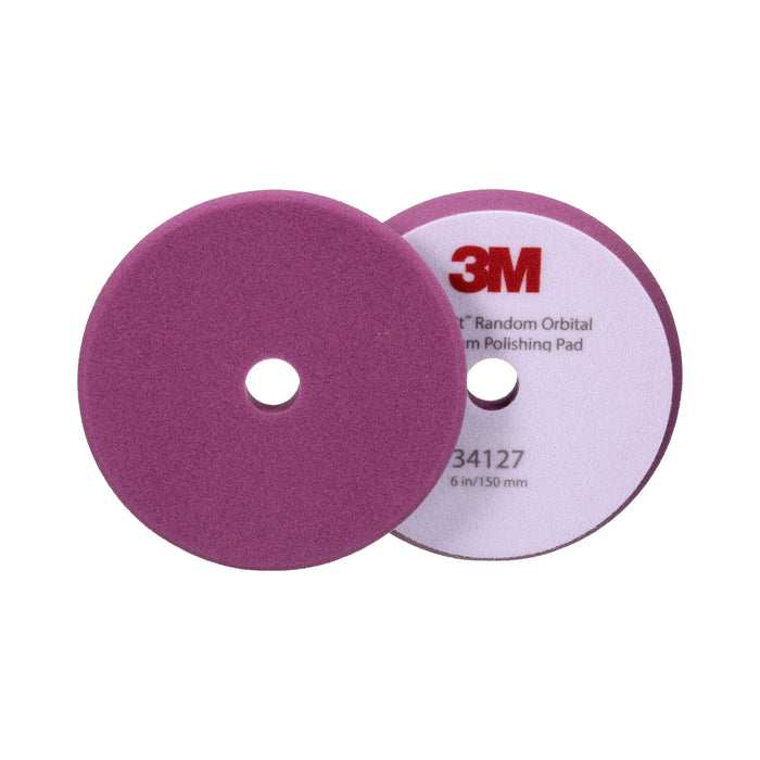 3M 34127 Marine Perfect-It Random Orbital Foam Compounding Pad, 6" Fine, Purple, 2 Pads/Bag