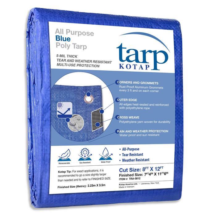 Seachoice TRA-0812 Blue Vinyl Tarp, 8' X 12'