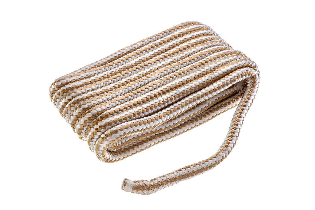 Seachoice Double-Braid Nylon Dock Line w/ Eye Splice, Pre-Shrunk, Heat Stabilized, 5/8 In. X 35 Ft., Gold White