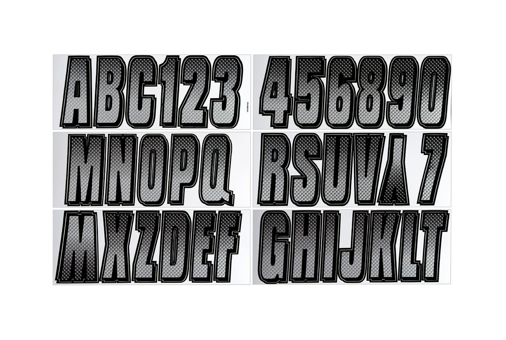 Hardline SIBKG300 Series 300 Registration Kit, Carbon Fiber, Block Font, Color Gradation, 4 Sets of 3" A-Z, 0-9
