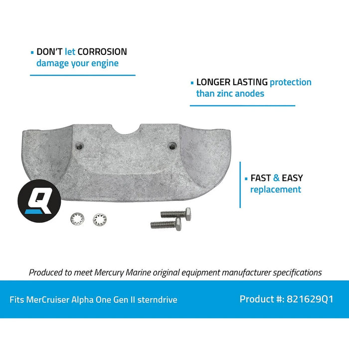 Quicksilver 821629Q1 Aluminum Drive Shaft Housing Anode for MerCruiser Alpha One Gen II Sterndrive