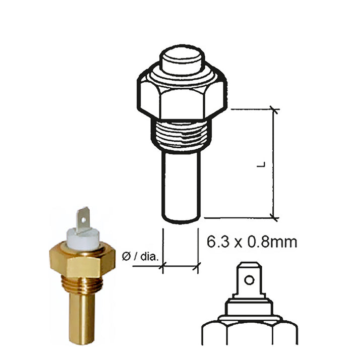 Veratron Coolant Temperature Sensor - 40 Degrees C to 120 Degrees C - M15 x 1.5 Thread