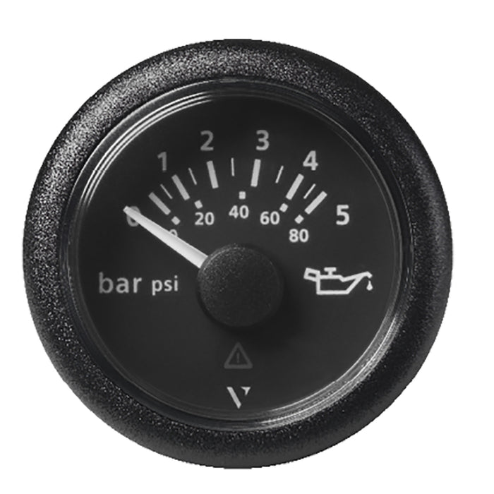 Veratron 52 mm (2-1/16") ViewLine Oil Pressure Gauge 5 Bar/80 PSI - Black Dial and Round Bezel