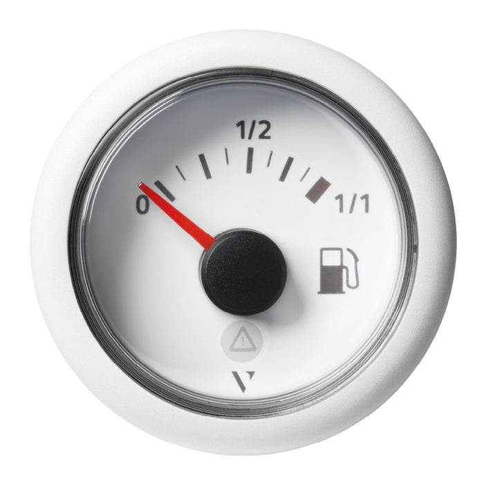 Veratron 52mm (2-1/16") ViewLine Fuel Tank Level Gauge - 0 to 1/1 - White Dial and Round Bezel