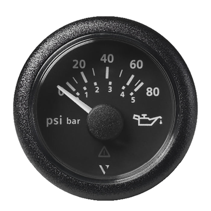 Veratron 52mm (2-1/16") ViewLine Oil Pressure Gauge 80 PSI/5 Bar - Black Dial and Round Bezel