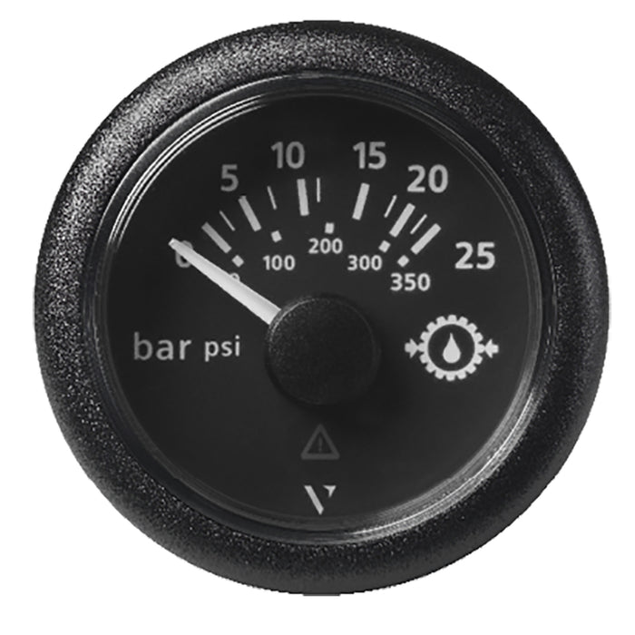 Veratron 52mm (2-1/16") ViewLine Transmission Oil Pressure 25 Bar/350 PSI - Black Dial and Round Bezel