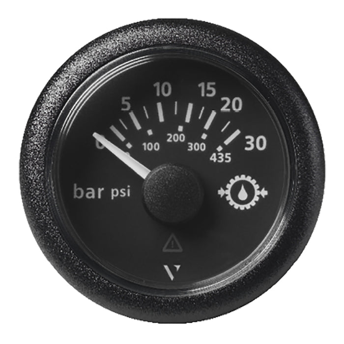 Veratron 52mm (2-1/16") ViewLine Transmission Oil Pressure 30 Bar/435 PSI - Black Dial and Round Bezel