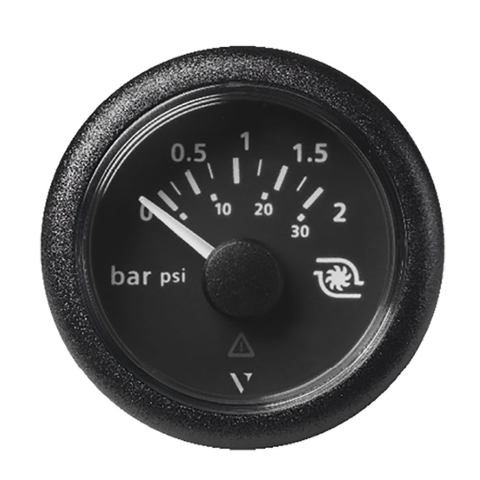 Veratron 52mm (2-1/16") ViewLine Boost Pressure Gauge 2 Bar/30 PSI - Black Dial and Round Bezel