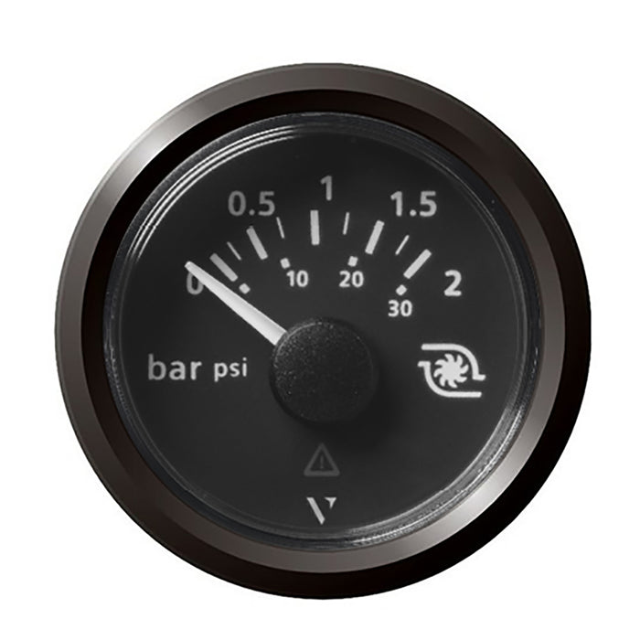 Veratron 52mm (2-1/16") ViewLine Boost Pressure Gauge 2 Bar/30 PSI - Black Dial and Triangular Bezel
