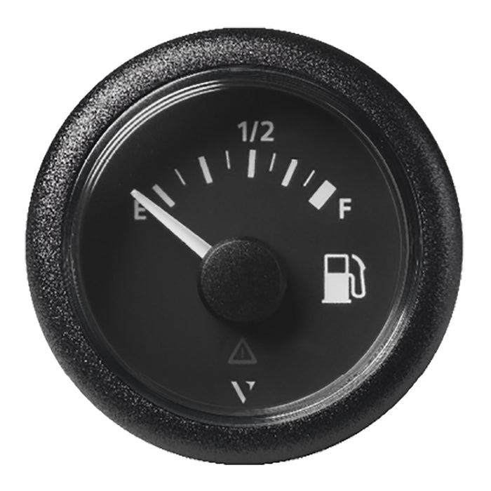 Indicador de nivel de combustible Veratron ViewLine de 52 mm (2-1/16"), vacío o lleno, 90-4 ohmios, esfera negra y bisel redondo