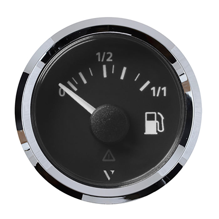 Veratron 52mm (2-1/16") ViewLine Fuel Level Gauge 0-1/1 - 3- 180 DegreesOHM - Black Dial and Chrome Triangular Bezel