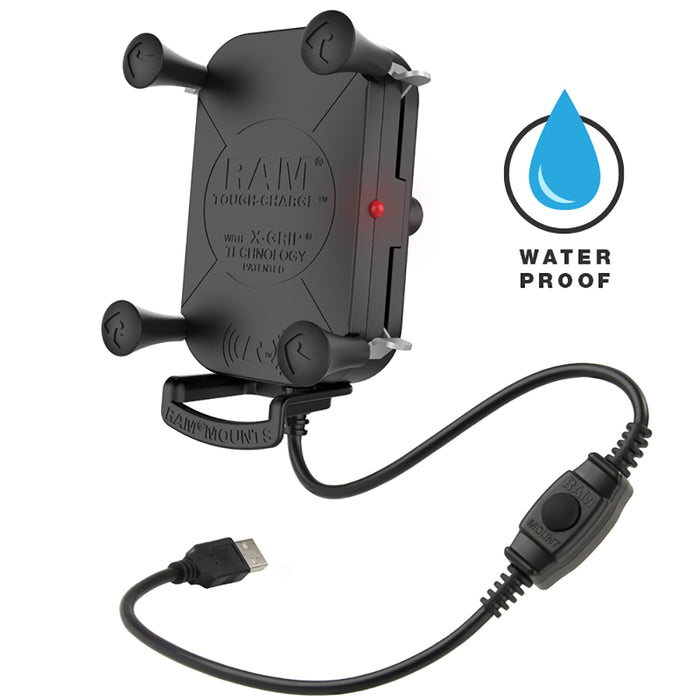 Soporte de carga inalámbrica resistente al agua RAM Mount Tough-Charge™ con tecnología X-Grip®