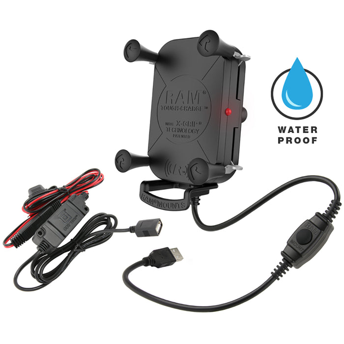 Soporte de carga inalámbrica resistente al agua RAM Mount Tough-Charge™ con cargador