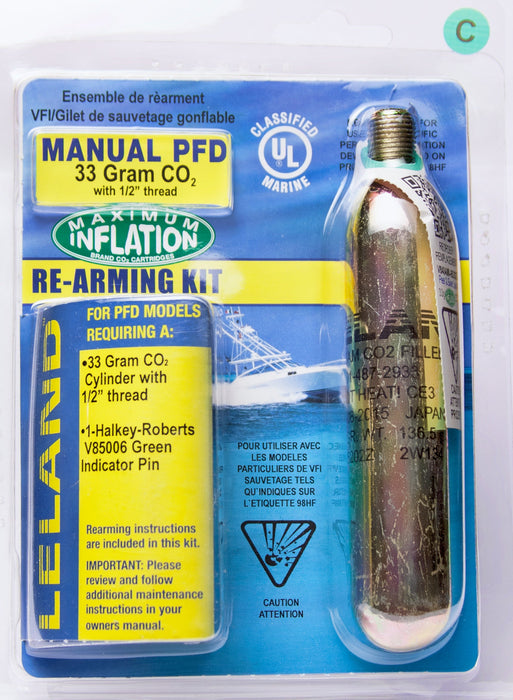Leland 840AMU-85202Z - Life Vest Rearming Kit Color Code C Manual 33G Co2 1/2" Thread