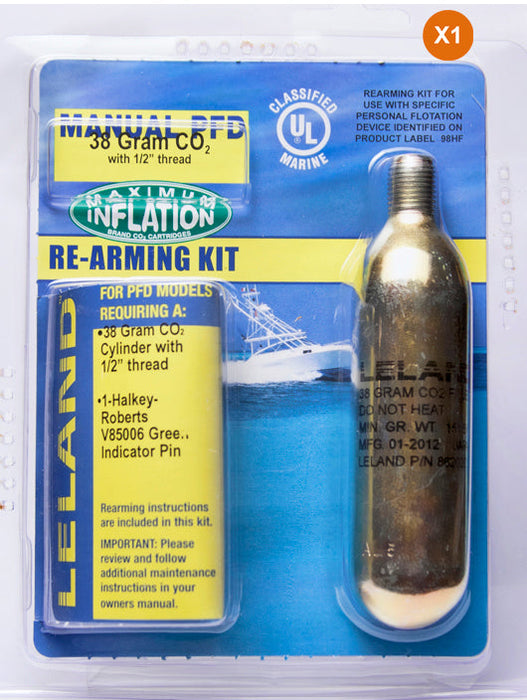 Leland 840AMU-86202Z - Life Vest Rearming Kit Color Code X1 Manual 38G Co2 1/2" Thread