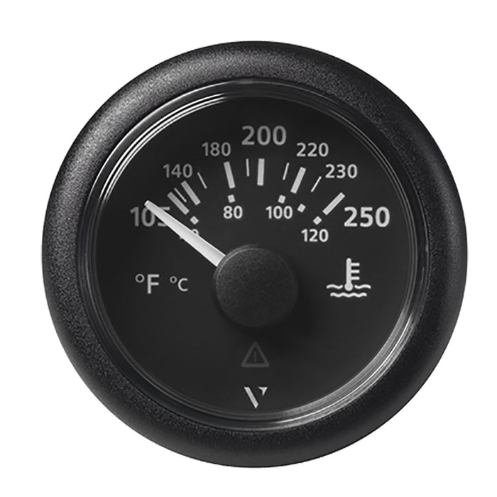 Veratron 52mm (2-1/16") ViewLine Water Temperature Gauge - 100-250 Degrees F - Black Dial and Bezel