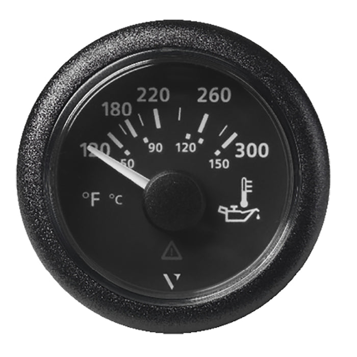 Veratron 52mm (2-1/16") ViewLine Oil Temperature Gauge 120-300 Degrees F - Black Dial and Bezel