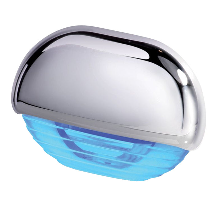 Lámpara de escalón de fácil instalación Hella Marine - Tapa cromada azul