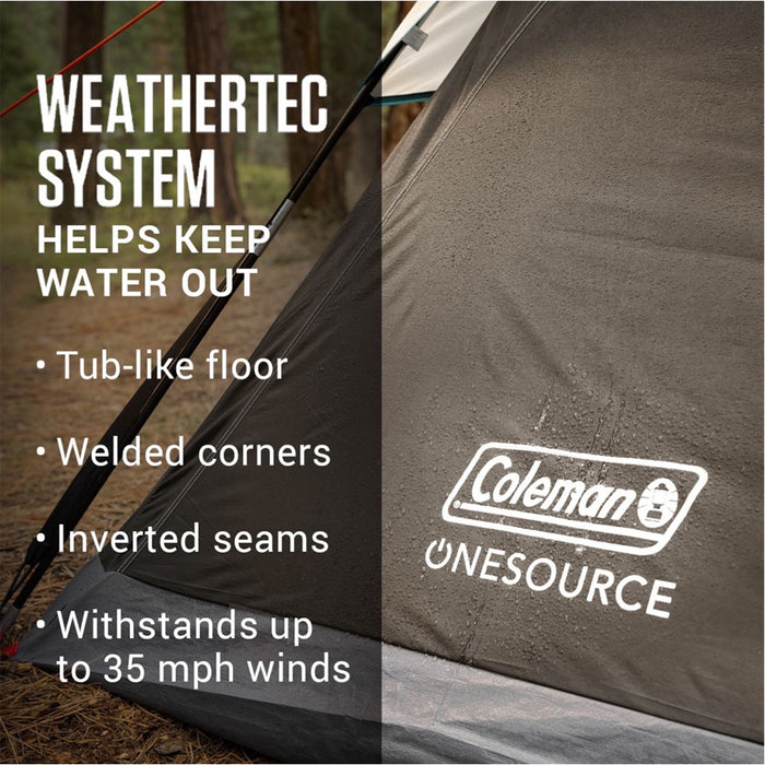 Coleman 2000035457 OneSource Rechargeable 4-Person Camping Dome Tent w/Airflow, System & LED Lighting