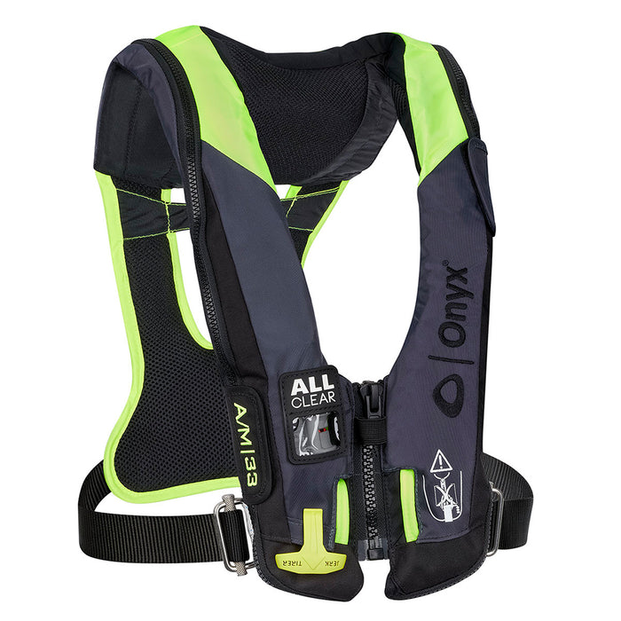 Kent 134300-701-004-21 Onyx Impulse A/M 33 All Clear w/Harness Auto/Manual, Inflatable Life Jacket Grey