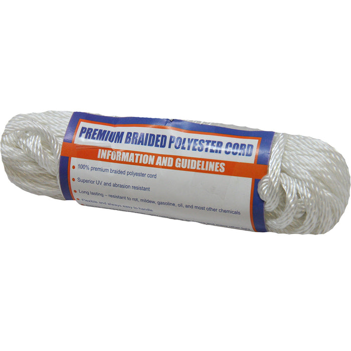 Madeja de cordón trenzado de poliéster Sea-Dog - 5/32" x 50' - Blanco