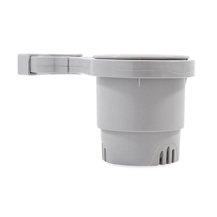 Portavasos Camco con abrazadera para riel - Pequeño para riel de hasta 1-1/4" - Gris