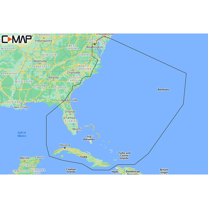 Carta costera REVEAL™ de la bahía de Chesapeake a las Bahamas C-MAP M-NA-Y203-MS