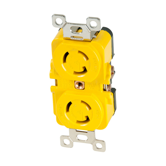 Receptáculo con cerradura Marinco - 15 A, 125 V - Amarillo
