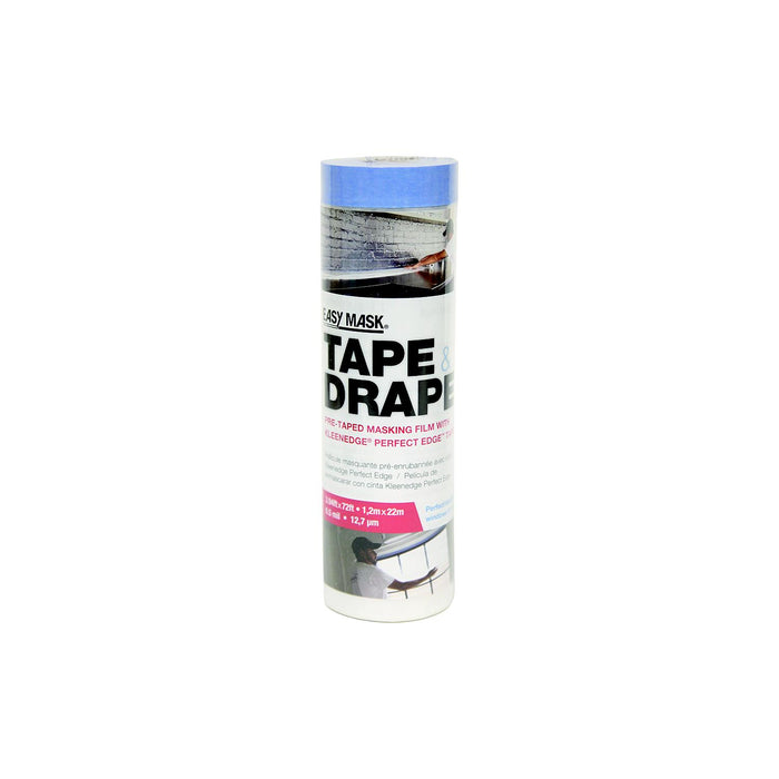 Trimaco 949560 Tape & Drape w/Perfect Edge Tape, 4' X 72' 1.2M X 22M