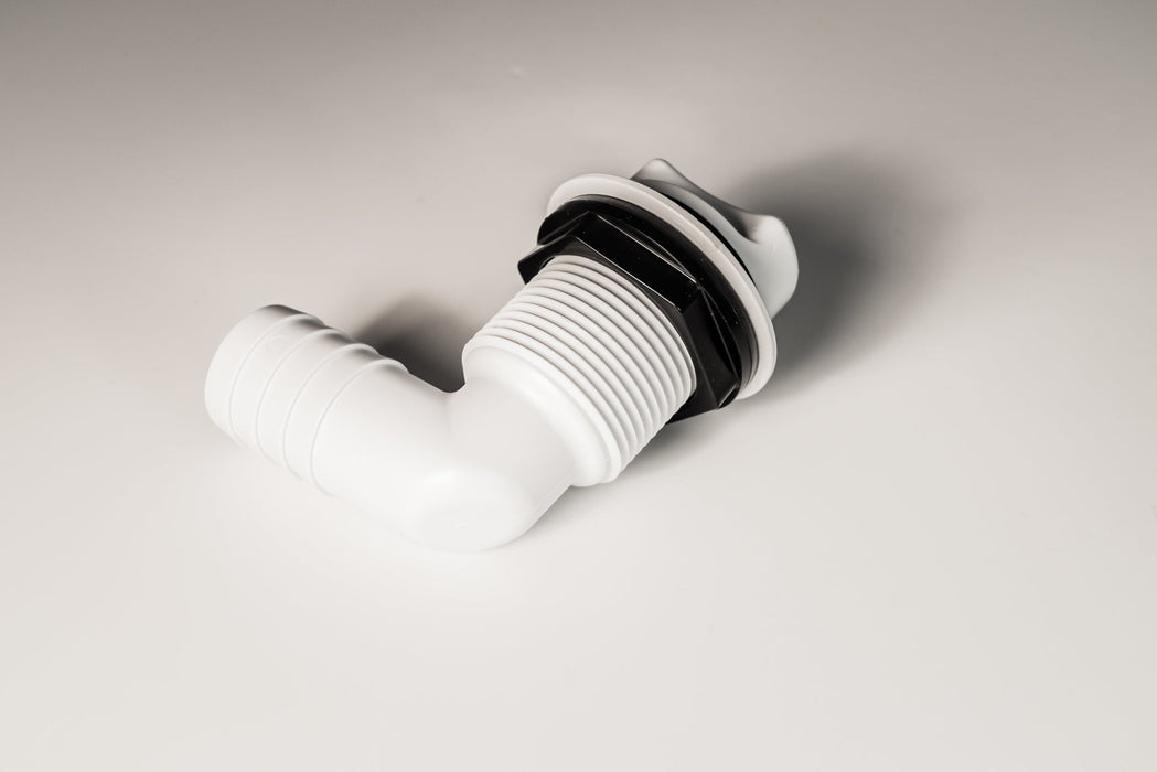 Cooler Drain, 1", Long Body, 90 Deg, With Drain Plug