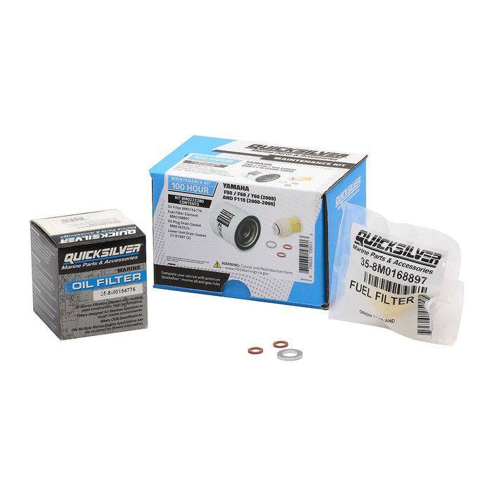 Mercury 8M0222280 Quicksilver 100 Hour Maintenance Kit, Yamaha F50/F60/T60 & F115