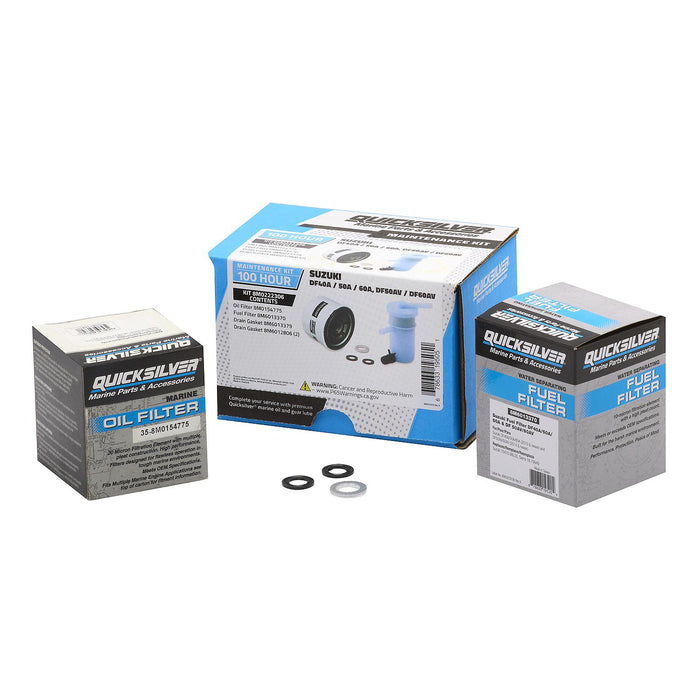Mercury 8M0222306 Quicksilver 100 Hour Maintenance Kit, Suzuki DF40A/50A/60A & DF50AV/DF60AV