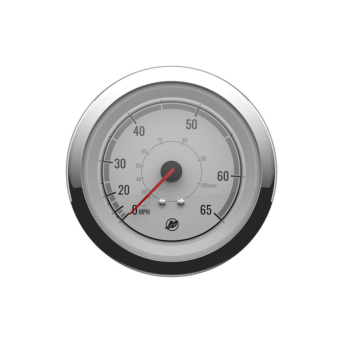 Mercury 79-8M6020076 Quicksilver Speedometer (65mph), White/Chrome