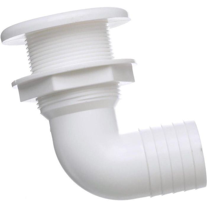 Seachoice 50-18121 90-Degree Thru-Hull Connector, Fits 1-1/2 in. ID Hose, 1-3/8 in. Max Hull