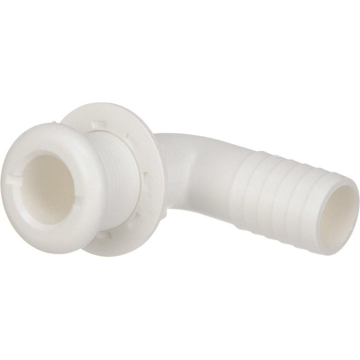 Seachoice 50-18141 90-Degree Thru-Hull Connector, Fits 1-1/8 In. ID Hose, 1-1/8 In. Max Hull