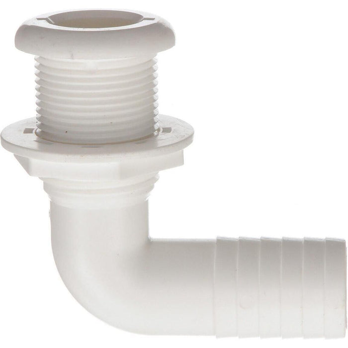 Seachoice 50-18141 90-Degree Thru-Hull Connector, Fits 1-1/8 In. ID Hose, 1-1/8 In. Max Hull