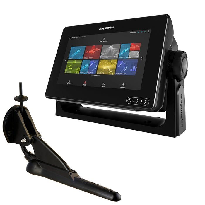 Raymarine Axiom 7 DV MFD with CPT-100DVS Transom Mount Transducer and LightHouse North America Chart