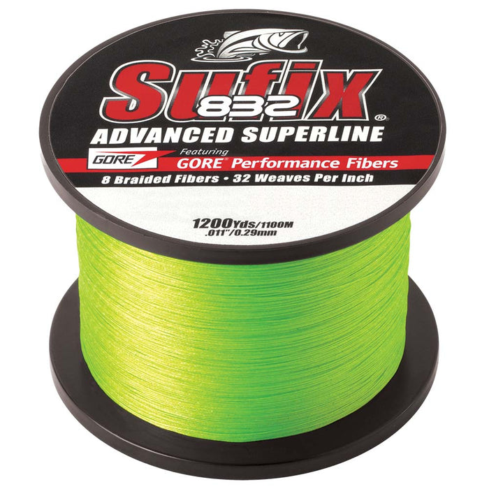 Sufix 832® Advanced Superline® Braid - 20 lb - Verde lima neón - 1200 yardas