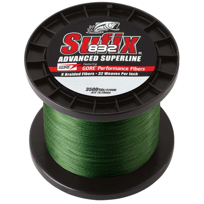 Sufix 832® Advanced Superline® Braid - 30 lb - Verde de baja visibilidad - 3500 yardas