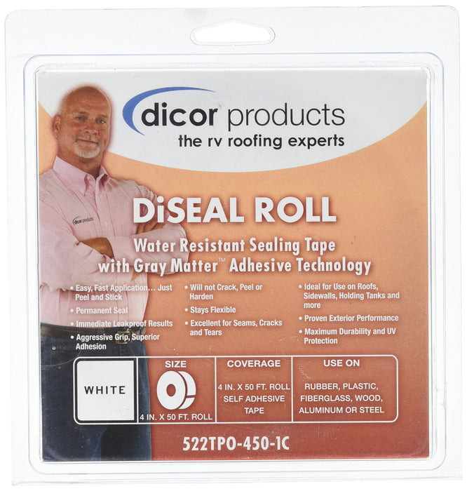 Dicor Corporation 522TPO-450-1C Seal-Tite Sealing Tape, 4" x 50' White Roll