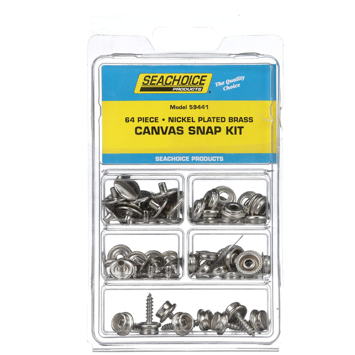 Seachoice KP7261SC 59441 Nickel Plated Brass Canvas Snap Kit 64 Piece