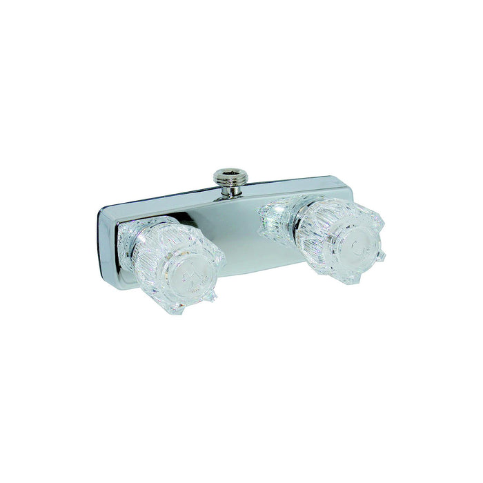 Valterra PF213321 Phoenix Chrome Finish Two Handle 4" RV Shower Valve Faucet w/, Clear Acrylic Knobs