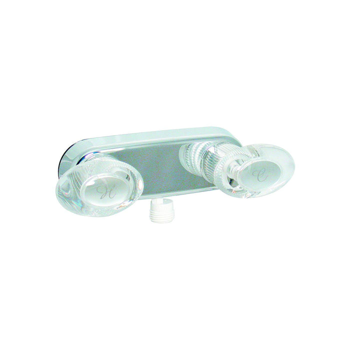 Valterra PF223341 Catalina Chrome Finish 4" RV Shower Valve Faucet w/ Two Clear, Acrylic Lever Handles