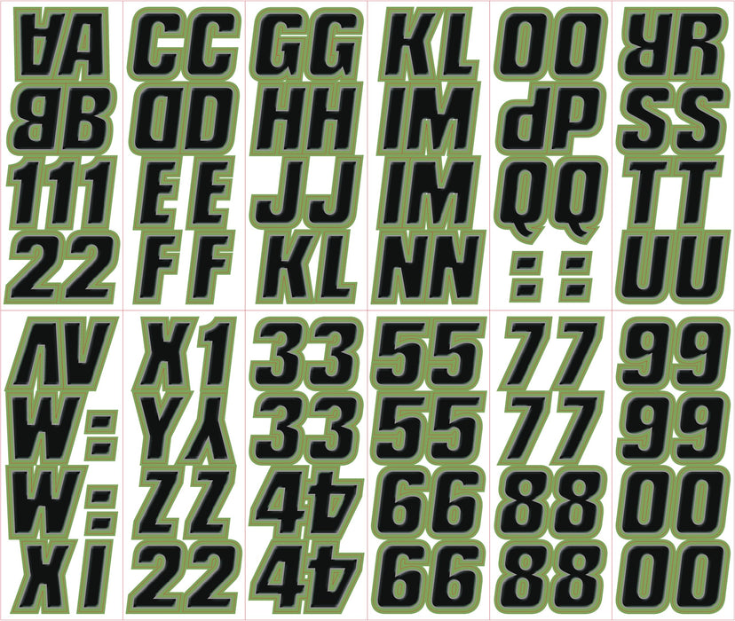 Hardline Products BLKKI500 2" Factory Matched Snowmobile Registration Kits, Black/Kiwi Green