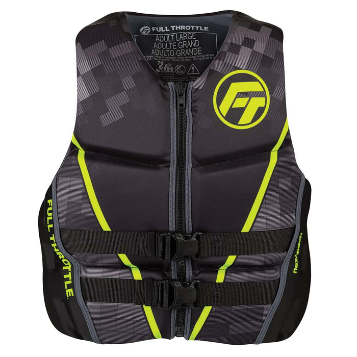 Chaleco salvavidas Full Throttle de secado rápido con espalda flexible para hombre - 2XL - Negro/Verde