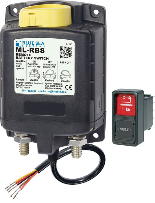 Blue Sea Systems 7702 ML-RBS Remote Battery Switch with Manual Control - 24V DC 500A