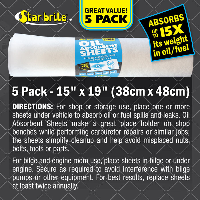 Starbrite 91845 Bilge Oil Pads - 15 X 19 Heavy Weght - 5 Pack